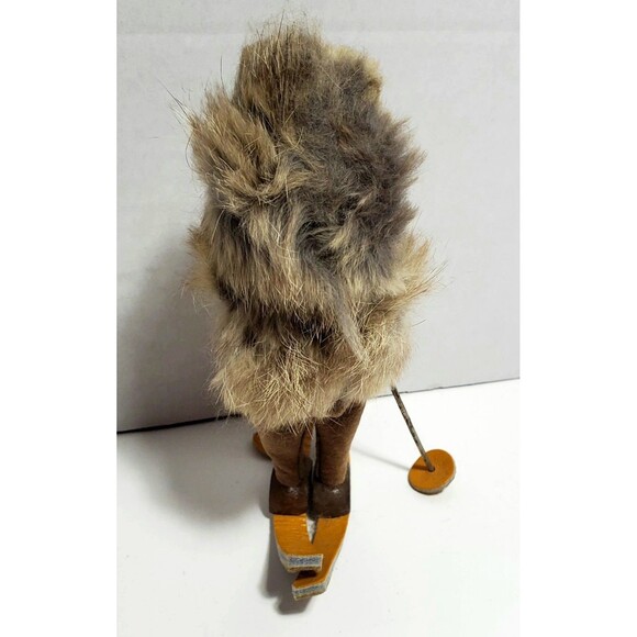 Vintage Polish Skier Doll Real Fur Hood Hand Painted Face Leather Suede - Picture 14 of 16